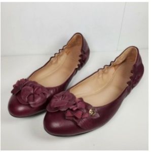 Tory Burch Wine Port 616 Blossom Ballet/Classic Sheep Flats